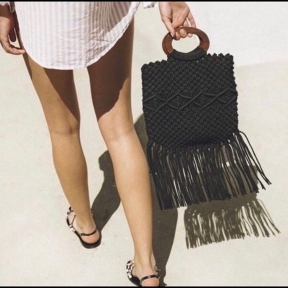 Handbags - Rachel Zoe Box of Style Black Macramé Bag